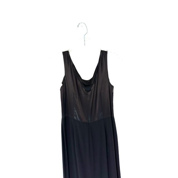 Laura Ashley Satin Sleeveless Black Side Slit Relaxed Maxi Dress Size 8 - Picture 4 of 9